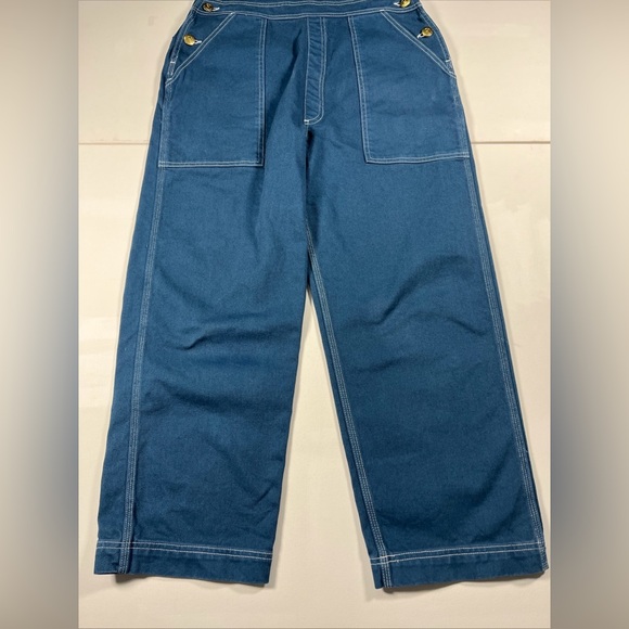 Big Bud Press Overalls Artist Togs Blue Bib White Stitch Gold Buttons Size S - Picture 3 of 16